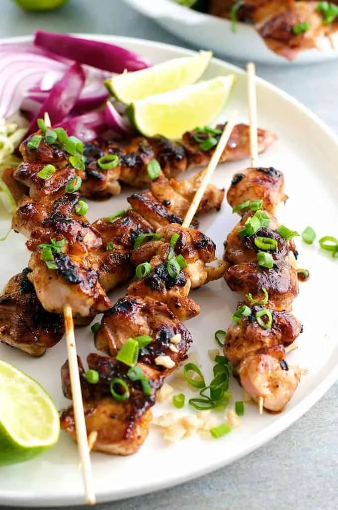 Satay and Sambal Chicken or Tofu Skewers