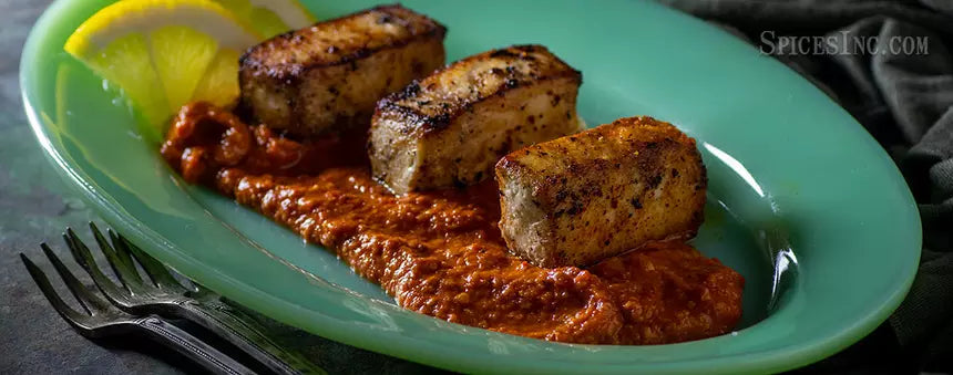 Swordfish with Nora Pepper Romesco Sauce